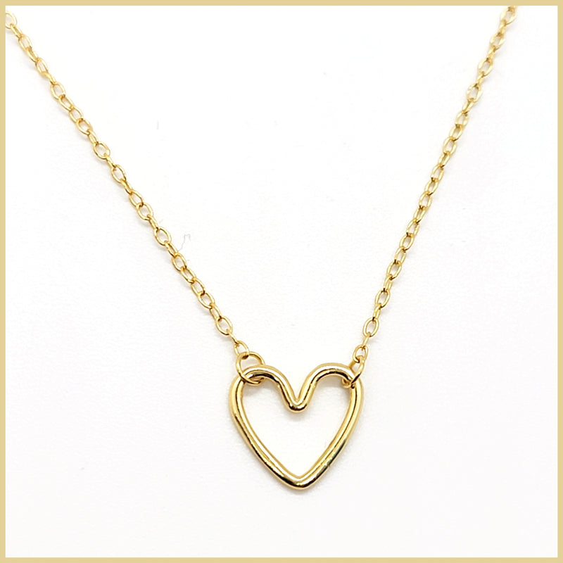 Gold Vermeil Floating Heart Necklace - Leila Jewels