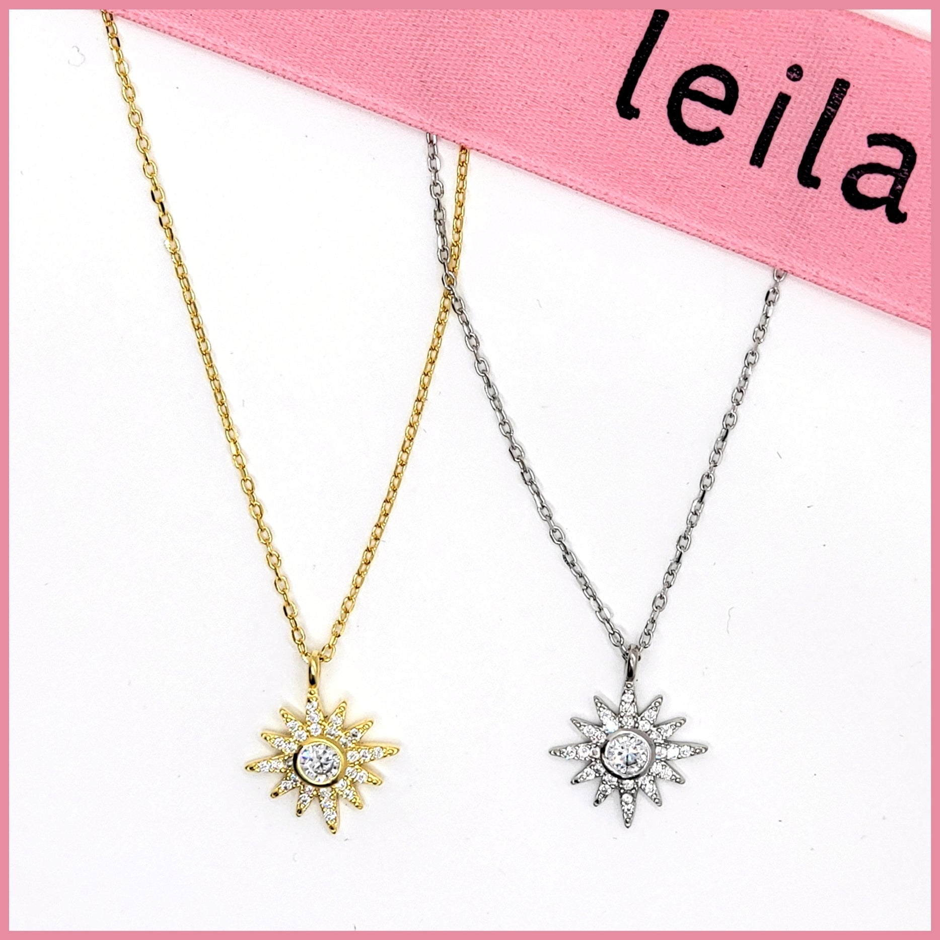 Sterling Pavé Starburst Necklace - Leila Jewels