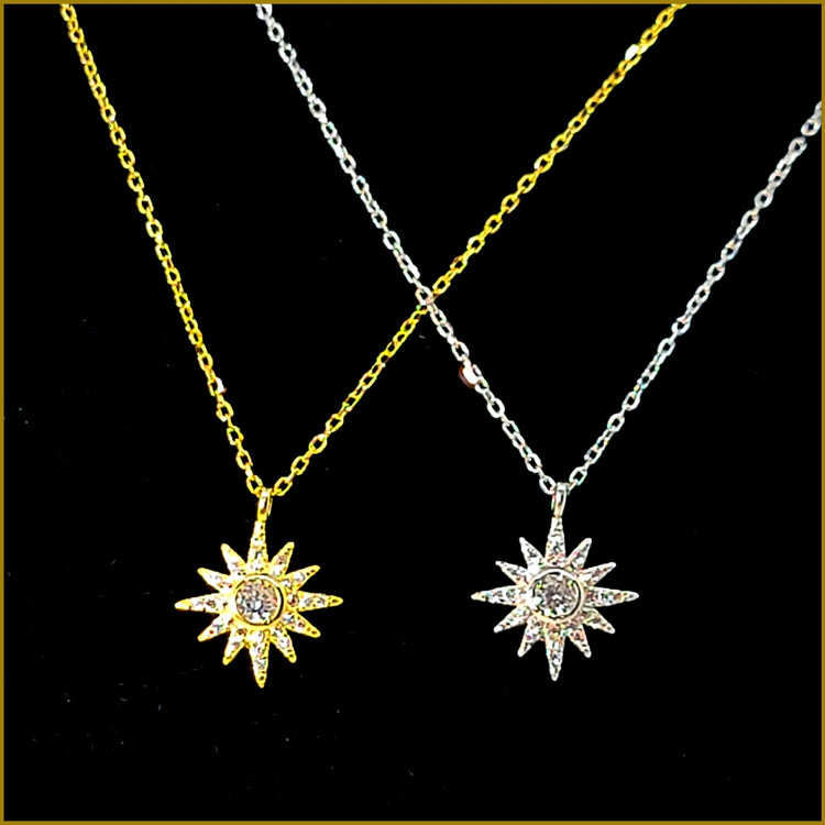 Sterling Pavé Starburst Necklace - Leila Jewels