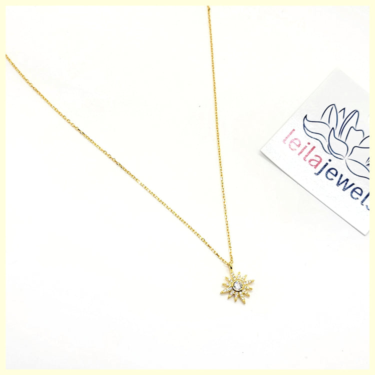 Sterling Pavé Starburst Necklace - Leila Jewels