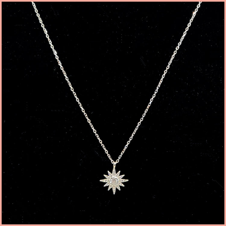 Sterling Pavé Starburst Necklace - Leila Jewels