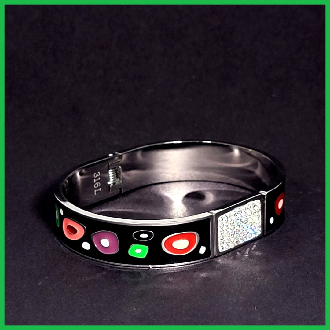 Colorful Enamel and Pavé Bangle - Leila Jewels