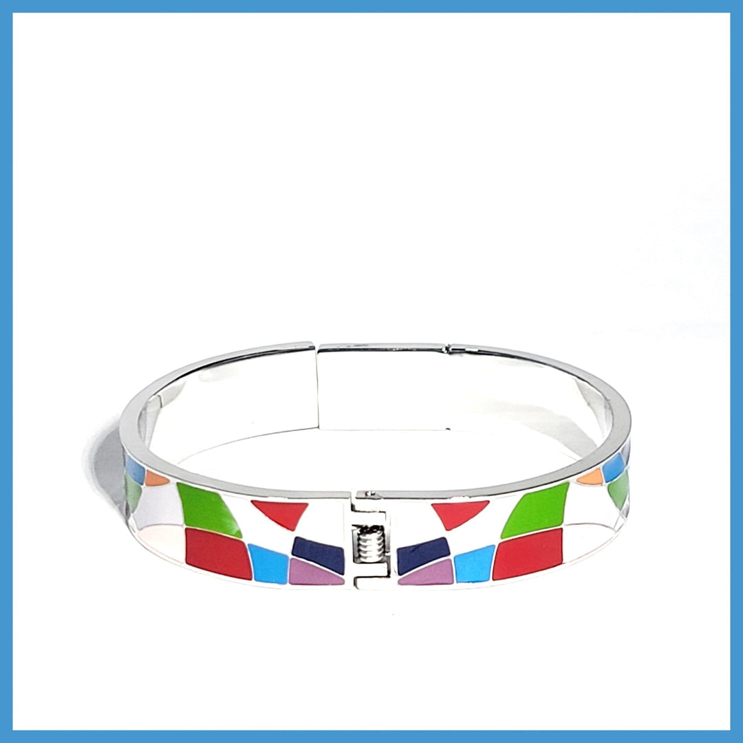 Colorful Enamel and Pavé Bangle - Leila Jewels