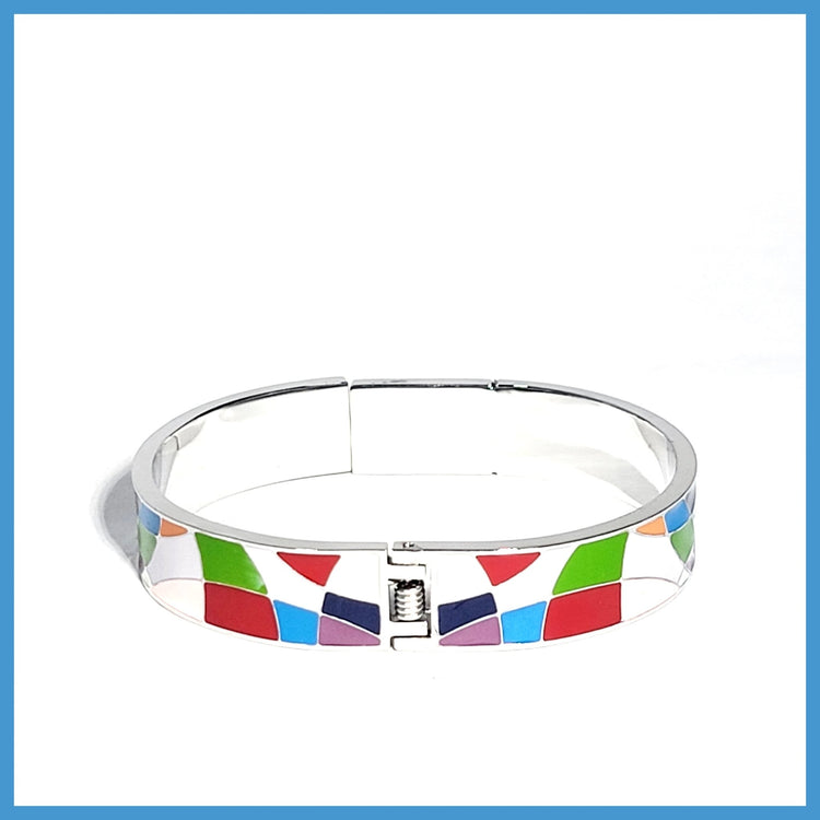 Colorful Enamel and Pavé Bangle - Leila Jewels