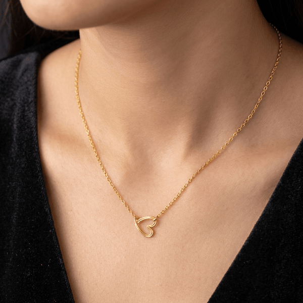 Gold Vermeil Floating Heart Necklace - Leila Jewels