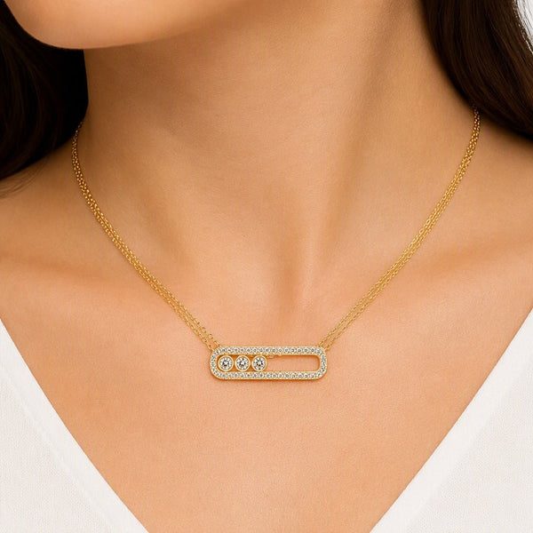 Floating CZ 18kt Gold Vermeil Necklace - Leila Jewels