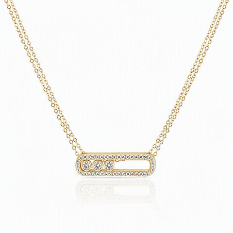 Floating CZ 18kt Gold Vermeil Necklace - Leila Jewels