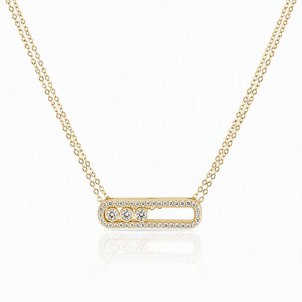 Floating CZ 18kt Gold Vermeil Necklace - Leila Jewels