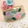 Floral Vines Embroidered Cuff Bracelet - Leila Jewels