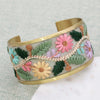 Floral Vines Embroidered Cuff Bracelet - Leila Jewels