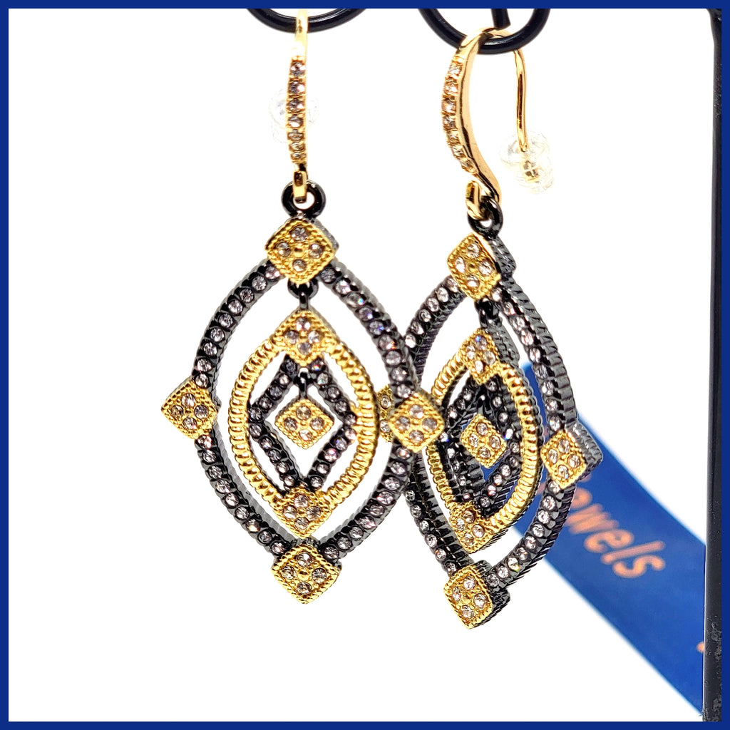 Black and Gold Frieda Earrings - Leila Jewels