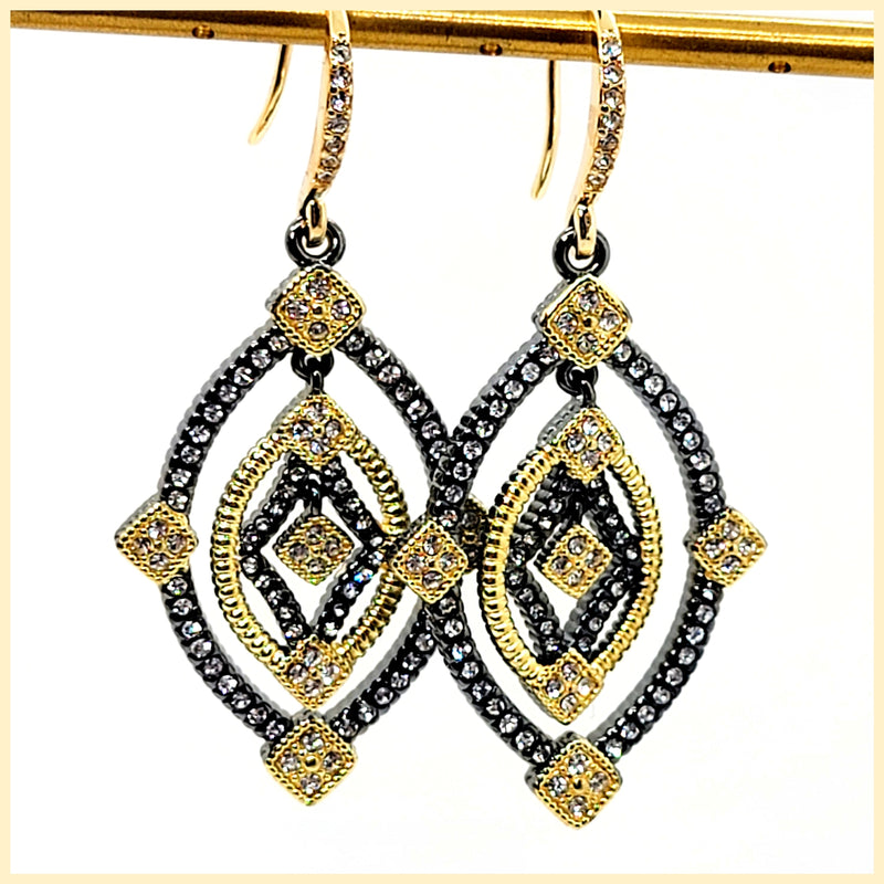 Black and Gold Frieda Earrings - Leila Jewels