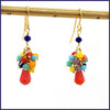 Multi - color Crystal Cluster Earrings - Coral - Leila Jewels