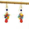 Multi - color Crystal Cluster Earrings - Coral - Leila Jewels
