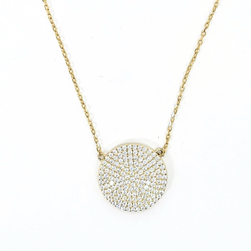 Pavé Disc Necklace - Leila Jewels