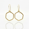 Brushed Gold Vermeil Hexagon Earrings - Leila Jewels