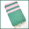 Turkish Towel / Sarong / Beach Towel - Green Pink Stripe - Leila Jewels