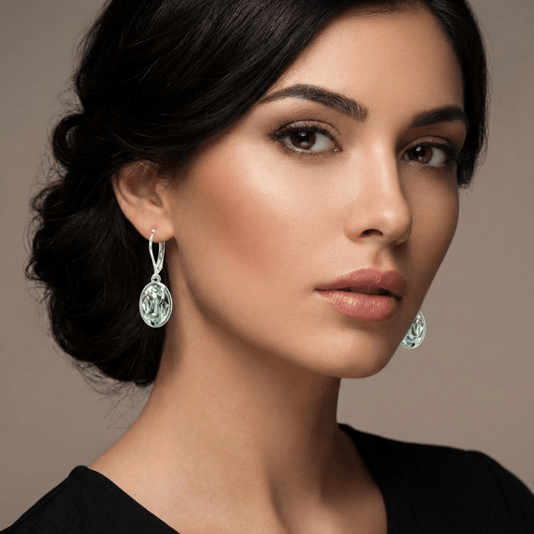 Aqua Green Crystal Drop Earrings - Leila Jewels