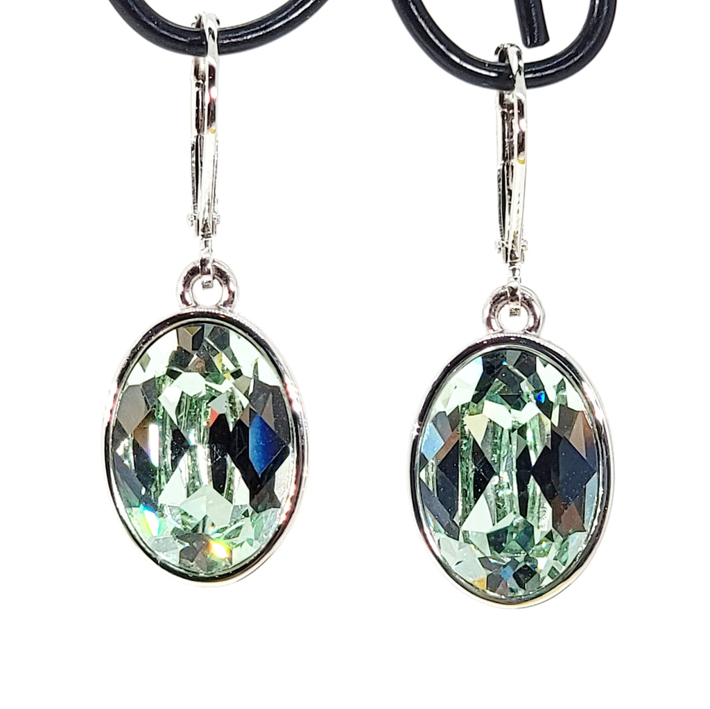 Aqua Green Crystal Drop Earrings - Leila Jewels