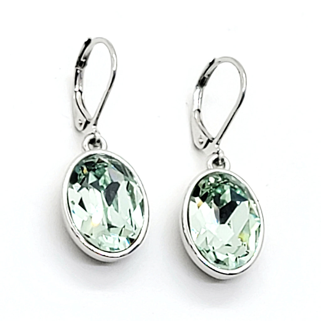 Aqua Green Crystal Drop Earrings - Leila Jewels