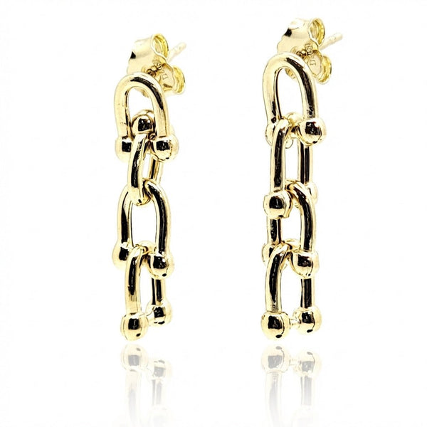 Gold Vermeil Link Drop Earrings - Leila Jewels