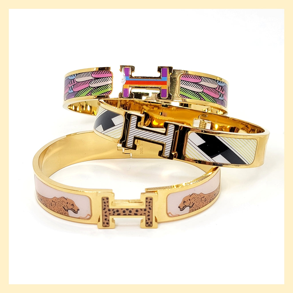 "H" Hinged Cuff - Leila Jewels