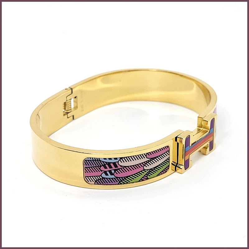 "H" Hinged Cuff - Leila Jewels