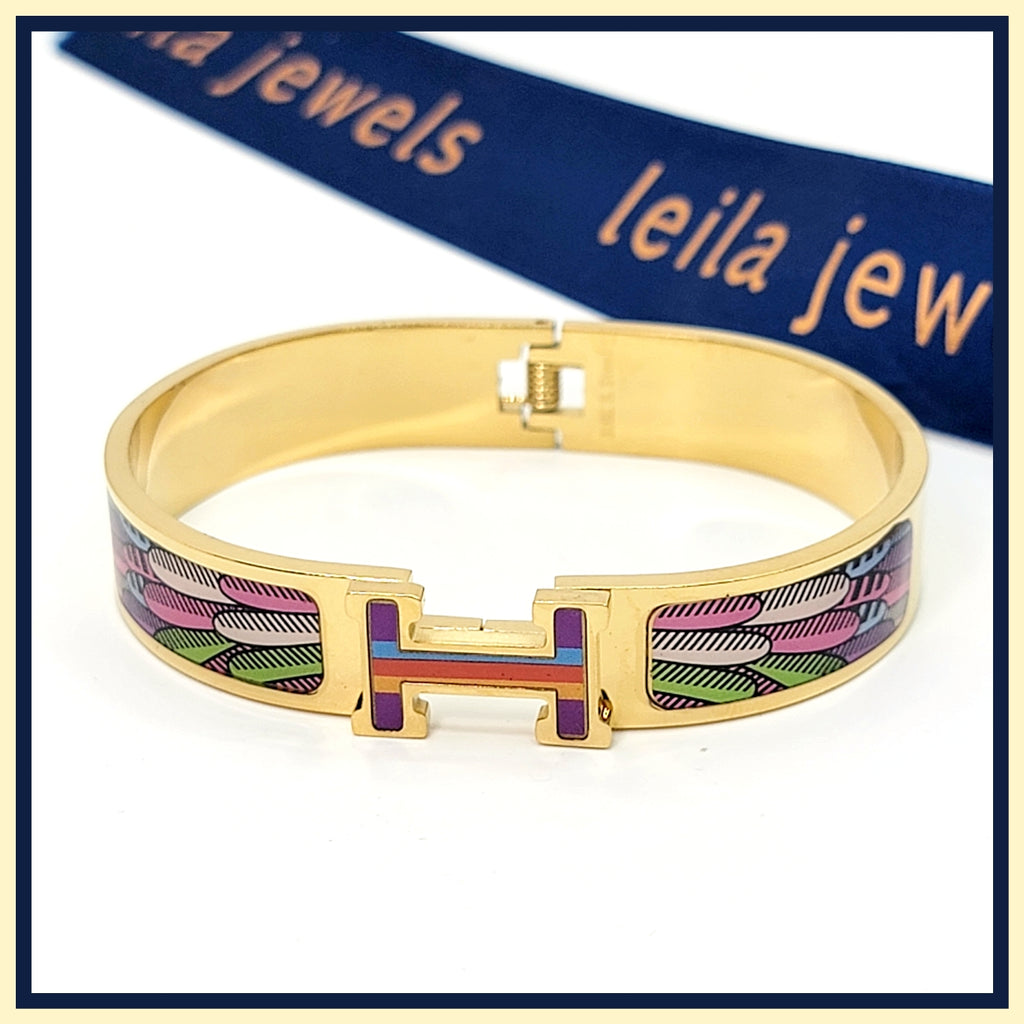 "H" Hinged Cuff - Leila Jewels