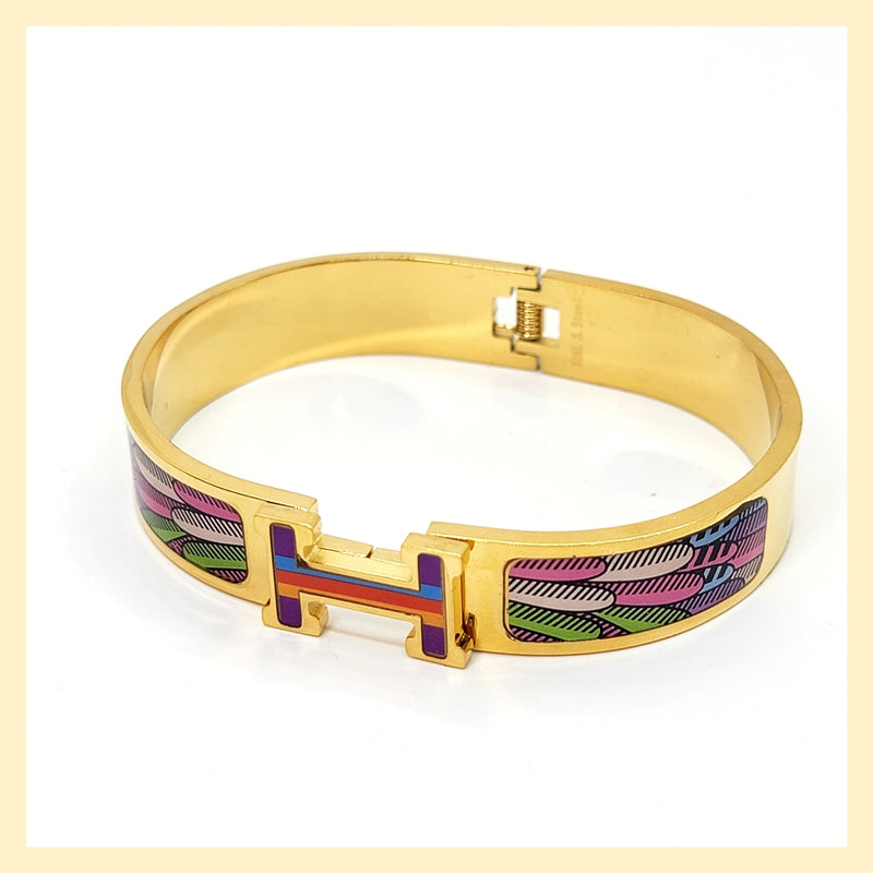 "H" Hinged Cuff - Leila Jewels