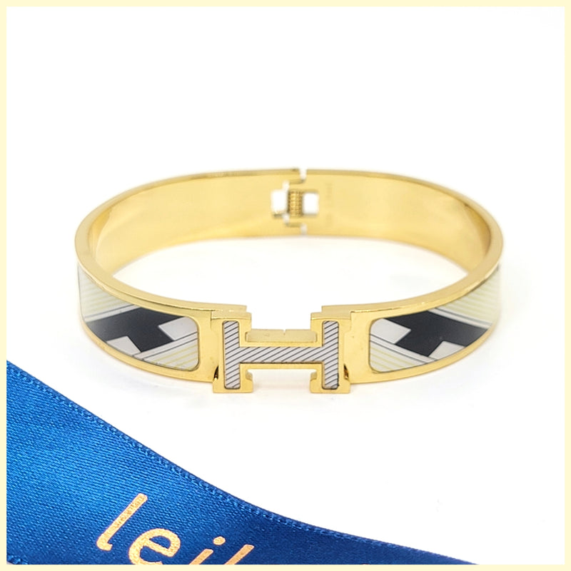 "H" Hinged Cuff - Leila Jewels