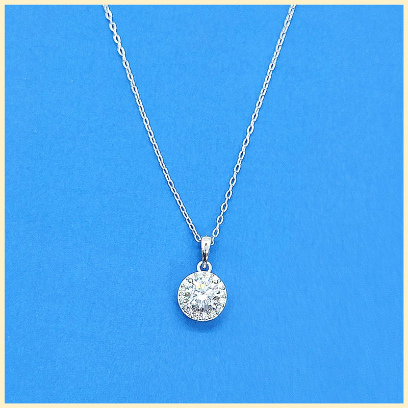Sterling Halo Pendant Necklace - Leila Jewels