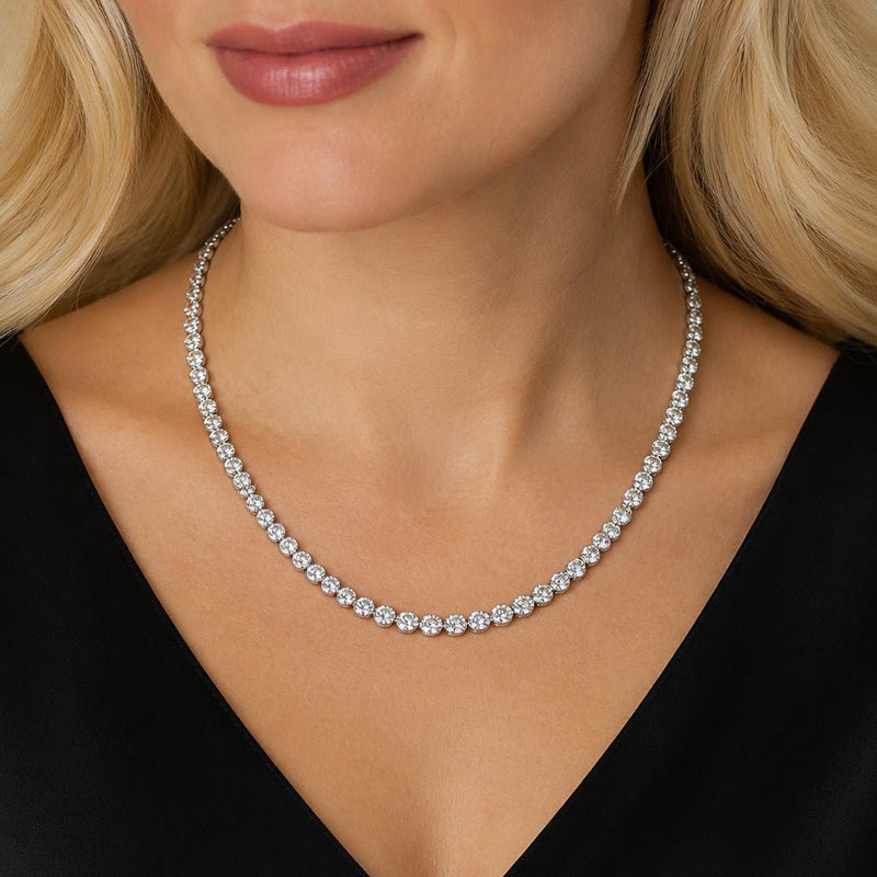 Halo Zirconia Tennis Necklace - Leila Jewels