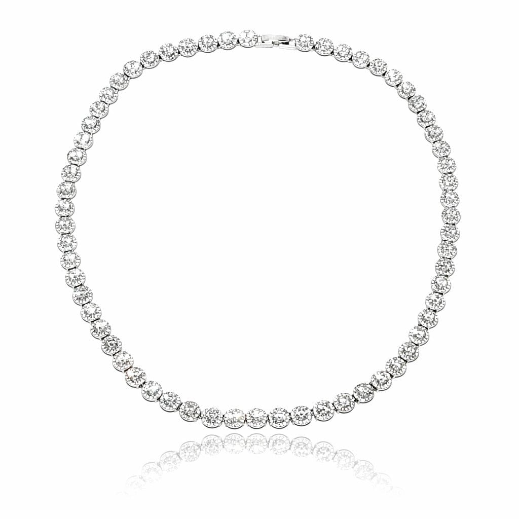 Halo Zirconia Tennis Necklace - Leila Jewels