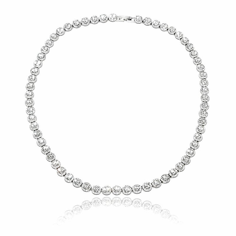 Halo Zirconia Tennis Necklace - Leila Jewels