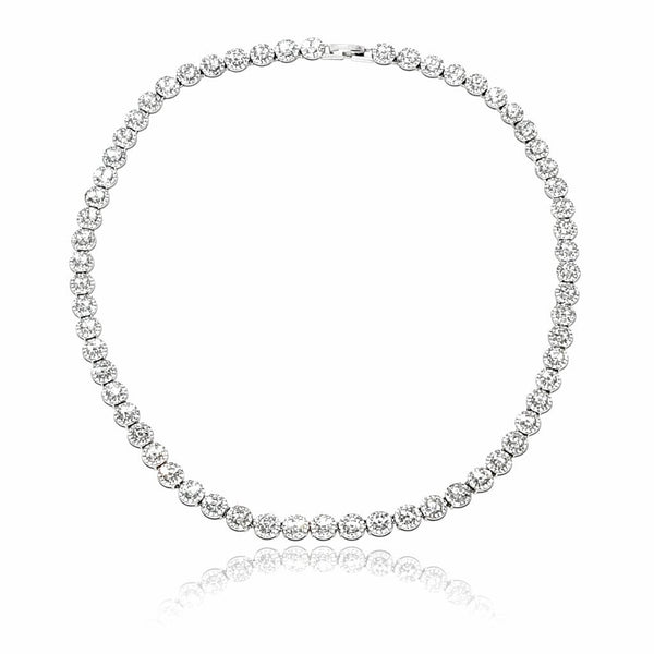Halo Zirconia Tennis Necklace - Leila Jewels