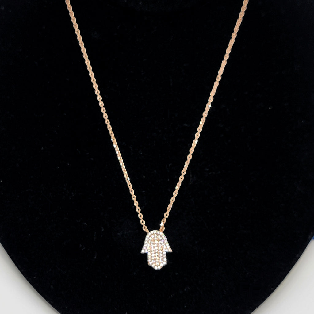 Sterling Silver and Swarovski Pavé Hamsa Necklace - Leila Jewels