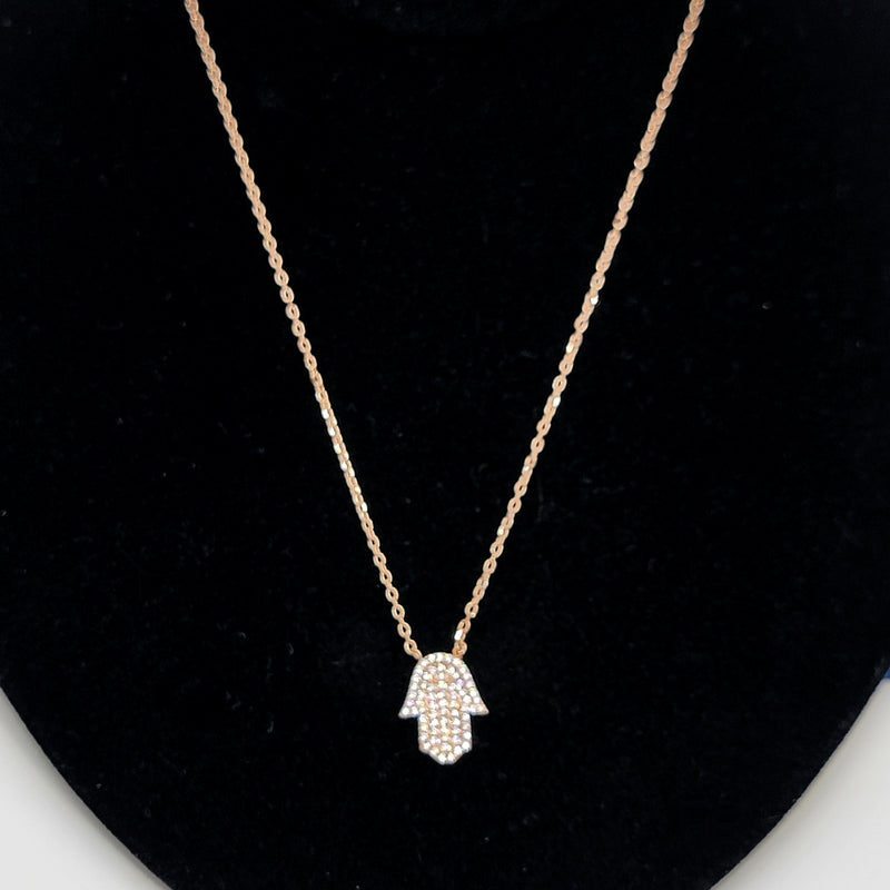 Sterling Silver and Swarovski Pavé Hamsa Necklace - Leila Jewels