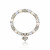 Filigree Heart Charm and Pearl Stretch Bracelet - Leila Jewels