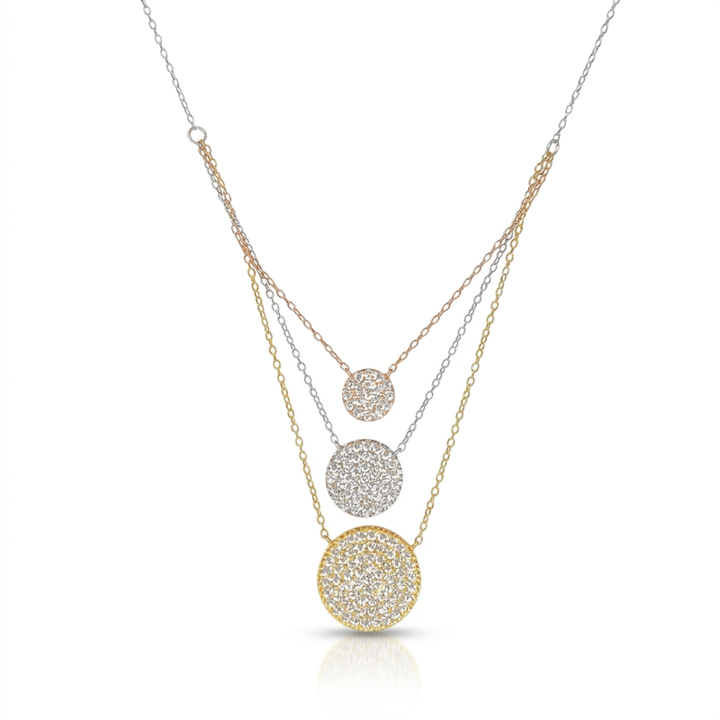 Sterling Pavé 3-Disc Necklace