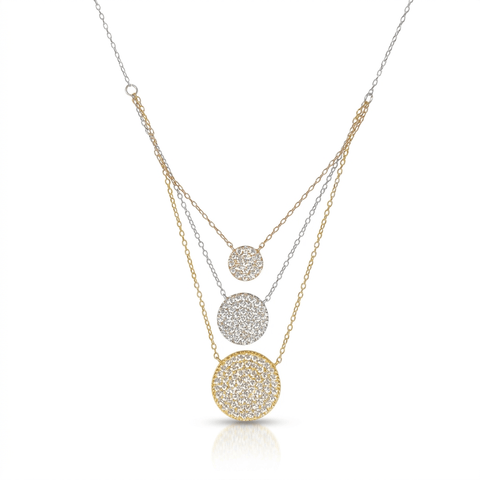 Sterling Pavé 3 - Disc Necklace - Leila Jewels