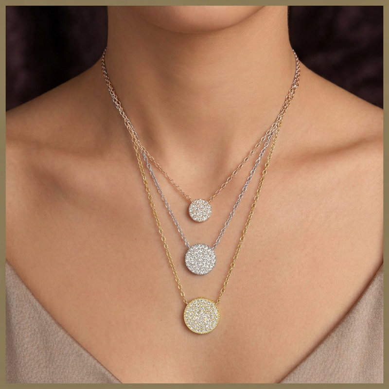 Sterling Pavé 3-Disc Necklace