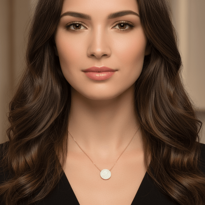 Pavé Disc Necklace - Leila Jewels