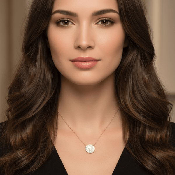 Pavé Disc Necklace - Leila Jewels