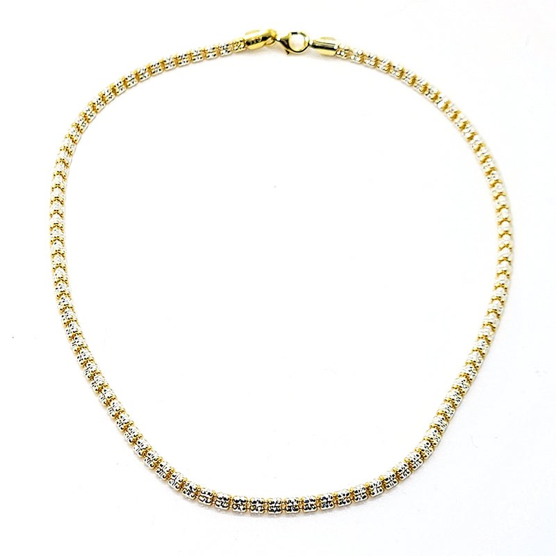 Italian Sterling Silver Two - Tone Barrel Chain Necklace - Leila Jewels