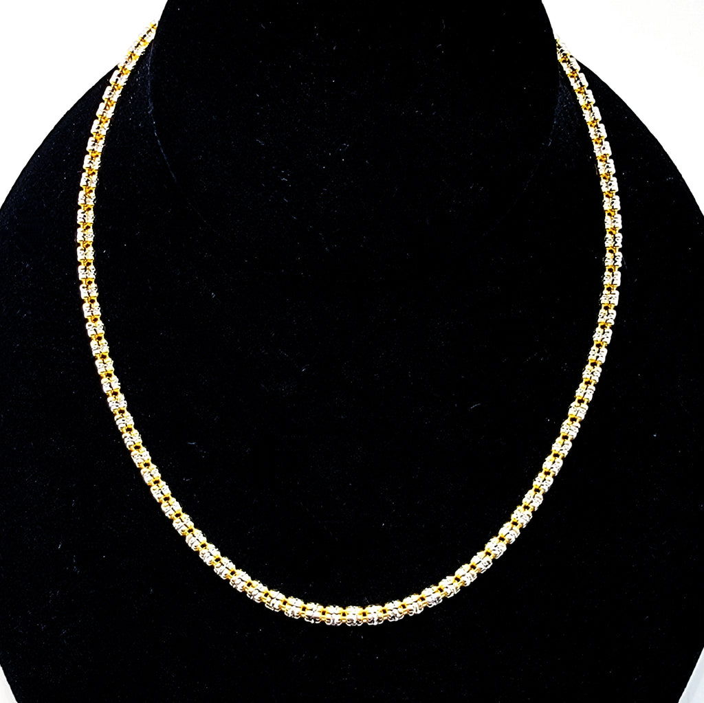 Italian Sterling Silver Two - Tone Barrel Chain Necklace - Leila Jewels