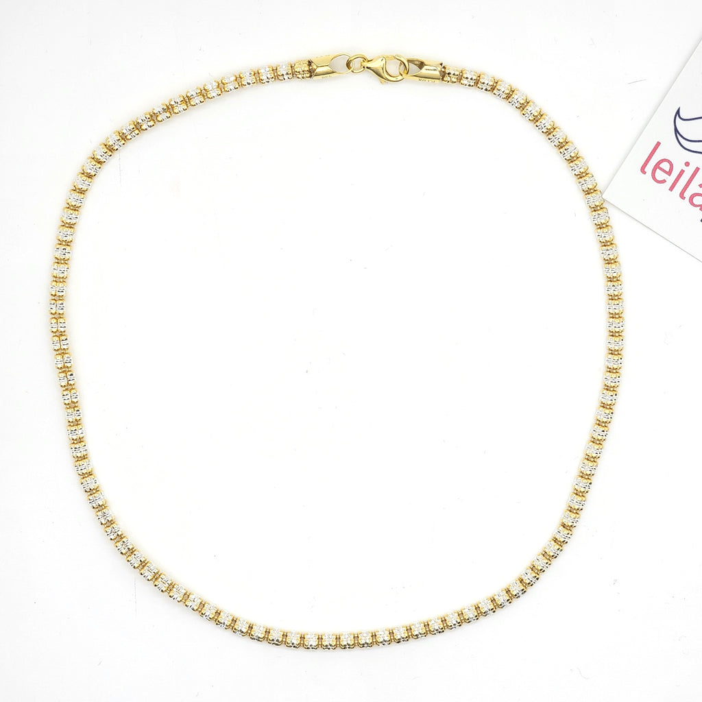Italian Sterling Silver Two - Tone Barrel Chain Necklace - Leila Jewels