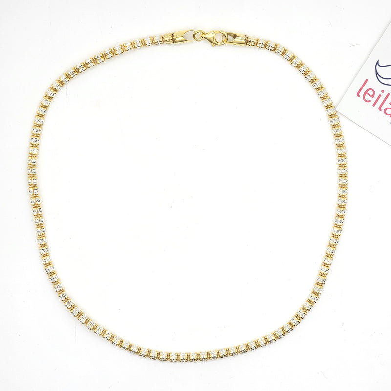 Italian Sterling Silver Two - Tone Barrel Chain Necklace - Leila Jewels