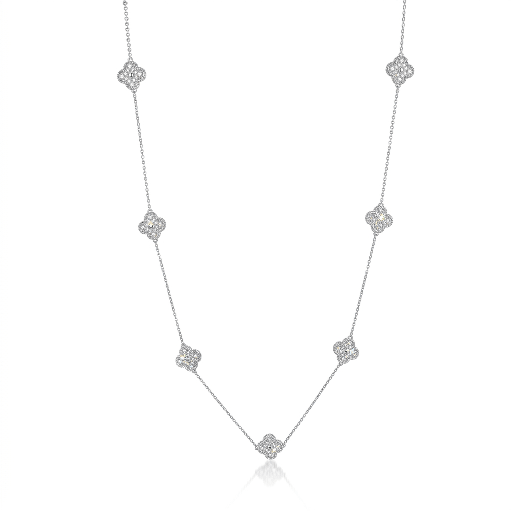 Long Clover Station Necklace - Leila Jewels