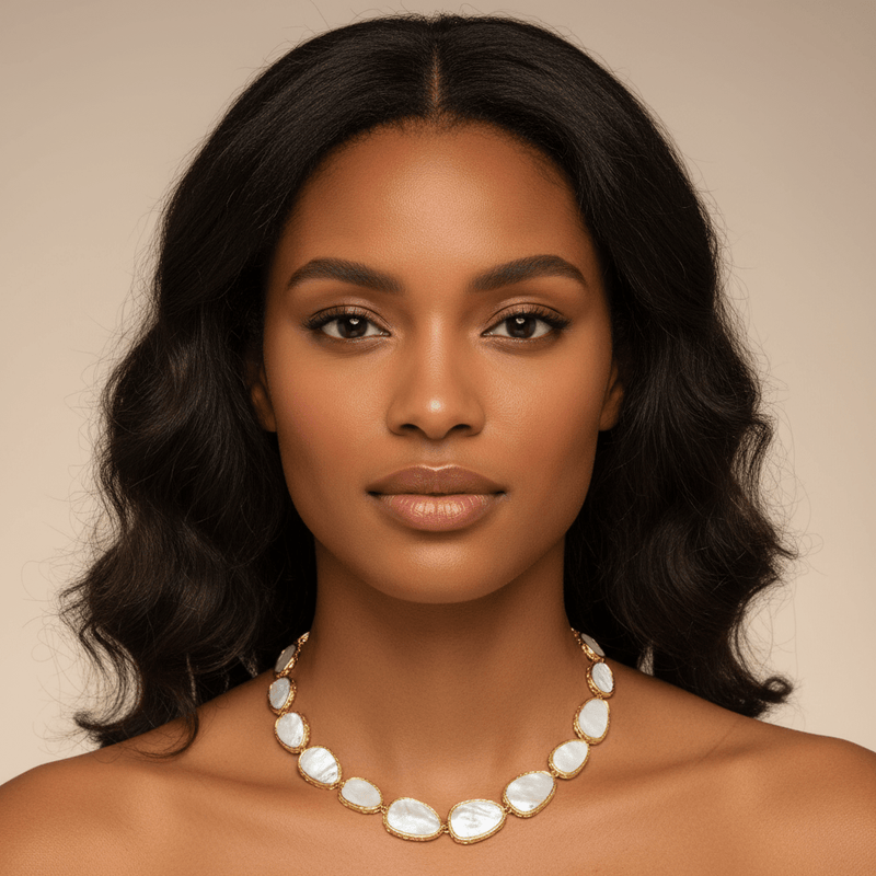 Graduated Mother - of - Pearl Petal Necklace - Leila Jewels