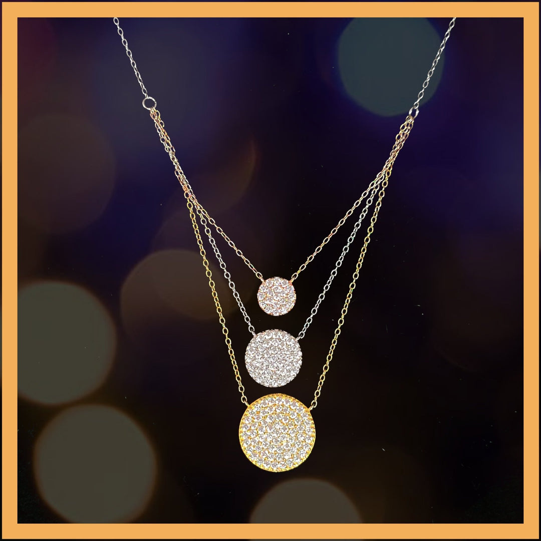 Sterling Pavé 3 - Disc Necklace - Leila Jewels